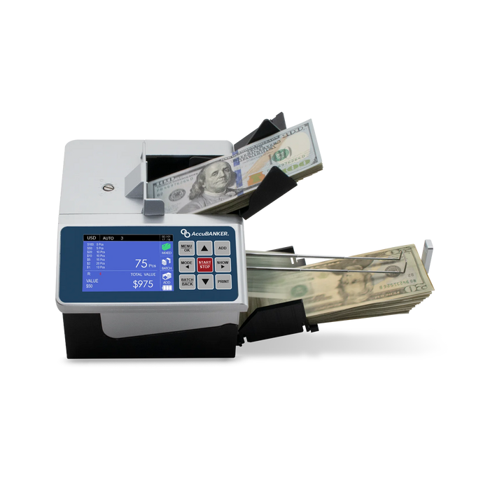 AccuBANKER D700 Automatic Money Value Counter and Counterfeit Bill Detector Machine